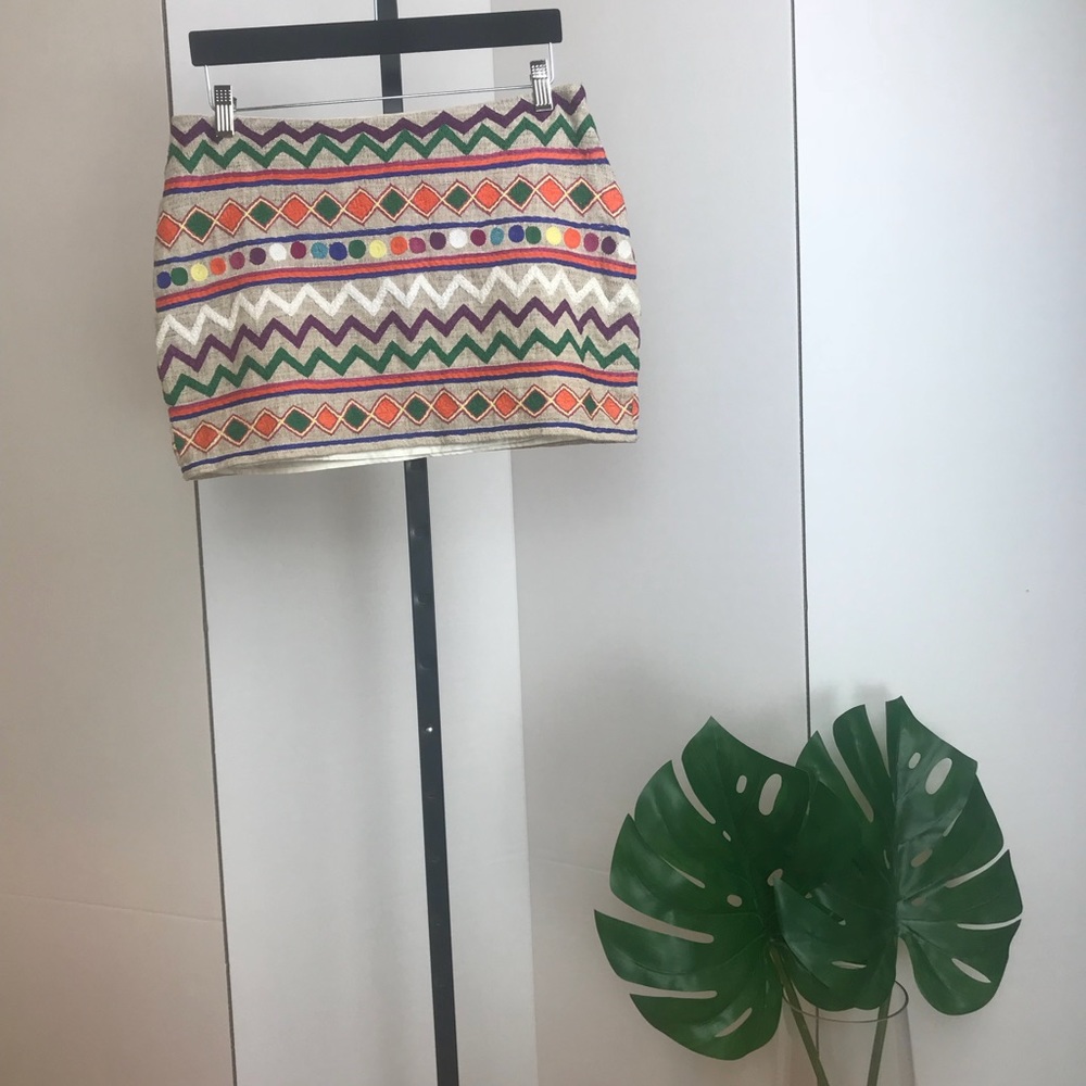Colorful Aztec Print Mini Skirt